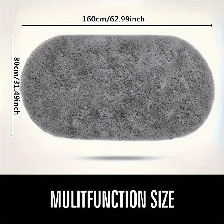 Oval Bedside Rug for Bedroom, End-of-Bed Mat, Living Room Coffee Table Mat