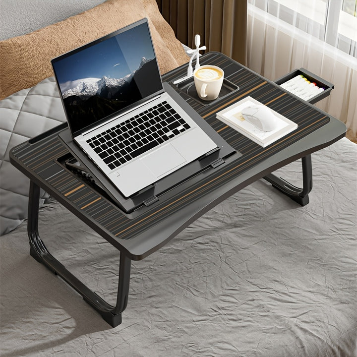 Portable Laptop Bed Table With Cup Holder, Multifunctional Tray Holder With Tablet Card Slot