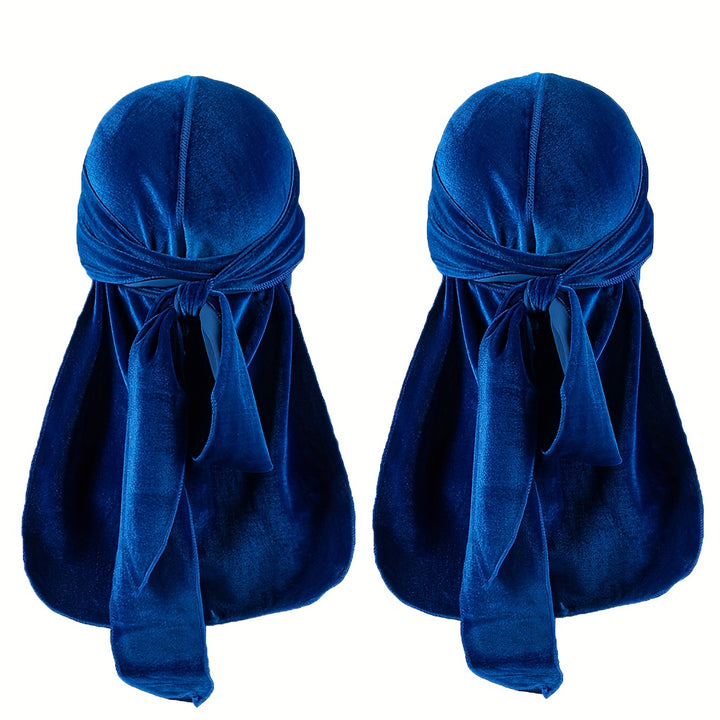 Durags en velours pour hommes - Longue queue, brillant, bonnet pour cheveux stylés