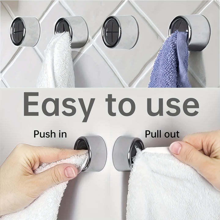 1/3/8pcs Kitchen Towel Holder, Self Adhesive Wall Dish Towel Hook, Round Wall Mount Towel Holder For Bathroom, Kitchen And Home, Wall, Cabinet, Garage, No Drilling Required