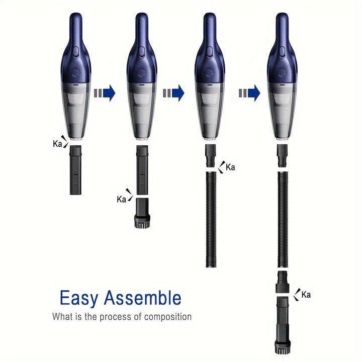 Powerful Portable Vacuum Cleaner - Wireless Handheld Mini Cleaning Vacuum - USB Charging, Variety of Accessories, Suitable for Car, Home, Office