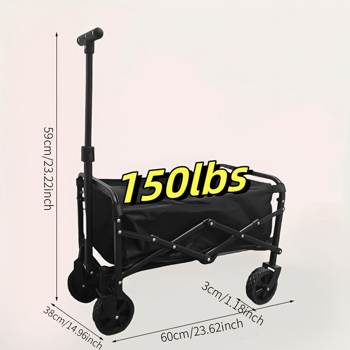 Versatile Heavy-Duty Beach Trolley - Foldable, 4-Wheel Cart with Lockable All-Terrain Wheels & Side Pockets, Large Capacity for Shopping, Sports, Camping