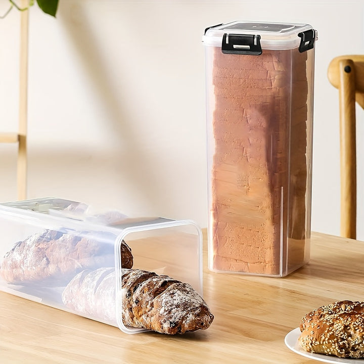 [Upgraded Snap-Lock Fresh Organizer] 1-Pack Plastic Bread Box - Flip Top Lid Rectangular Bread Storage Container - Freezer-Safe Reliable Sealing for Kitchen Freshness Preservation