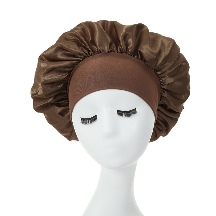 1 pieza de Bonete de Satén Sedoso para Cabello Rizado - Gorro de Noche de Banda Ancha para Niñas y Mujeres - Funda para el Cabello Suave y Cómoda para Dormir y Estilizar