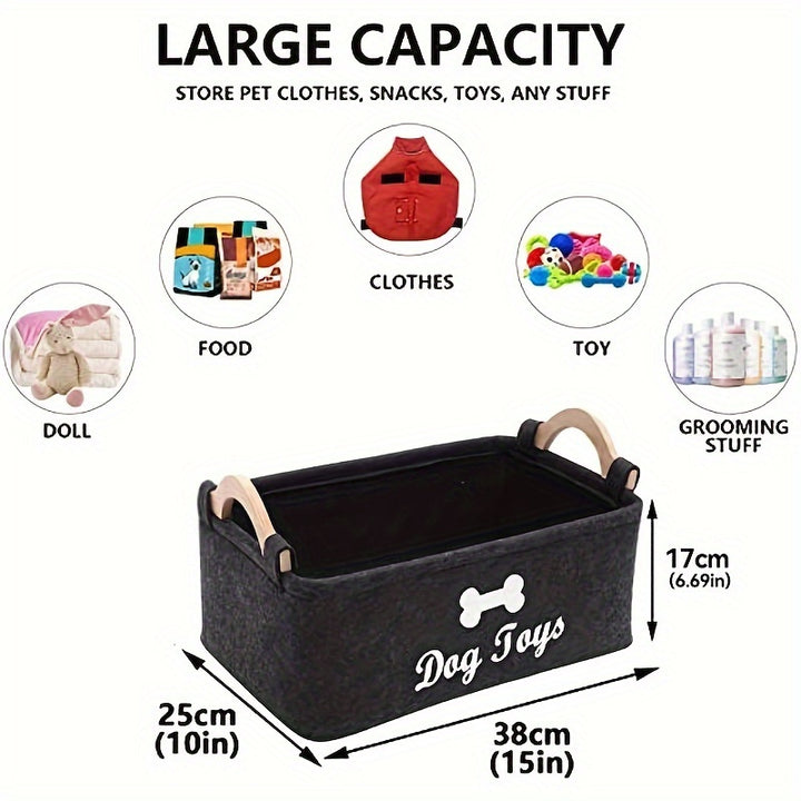 Great for Organizing Felt Pet Toy Storage Box, Dog Toy Box Storage Basket - Dog Toys, Blankets, Leashes, Food, Puppy Clothing Item Storage, Dog Supplies