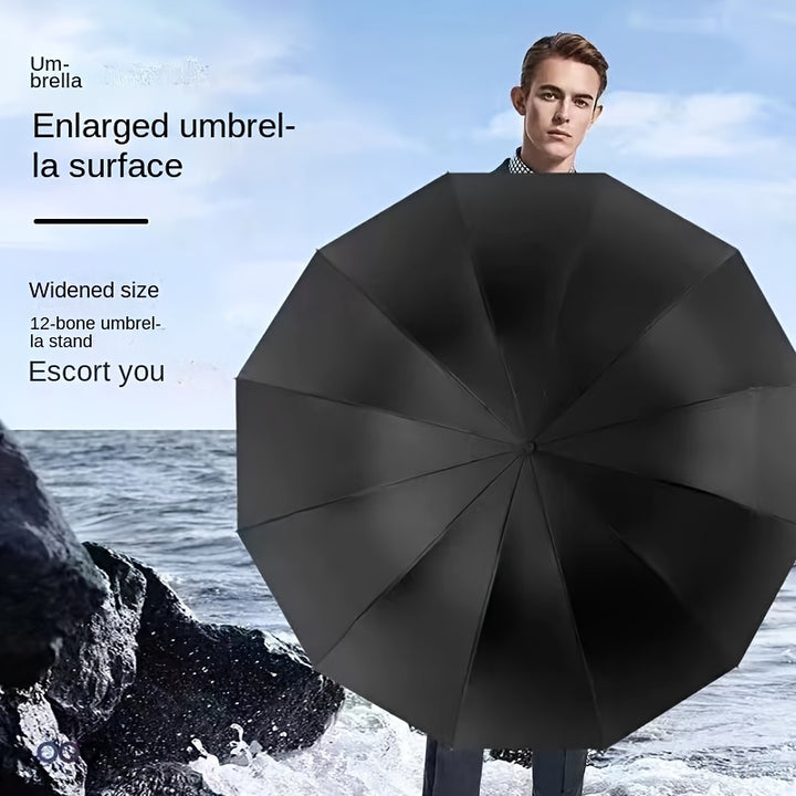 12 Ribs Extra Large Windproof Waterproof Folding Umbrella for Rainy and Sunny Day Travel