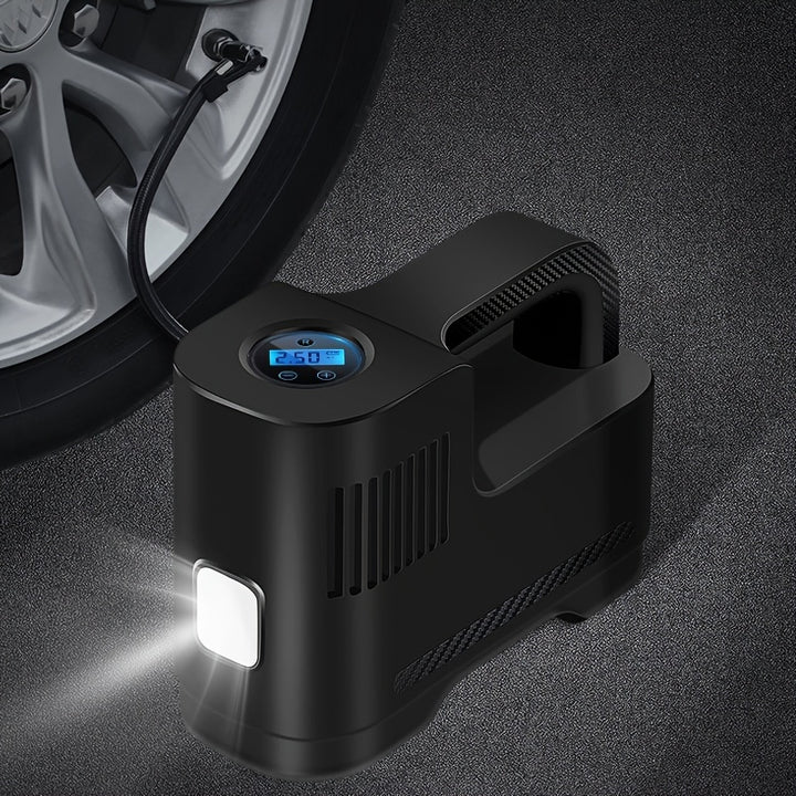Rapid Corded Digital Air Compressor - Portable Tire Inflator with LED Lights - Ideal for Cars, Motorcycles & Emergency Use