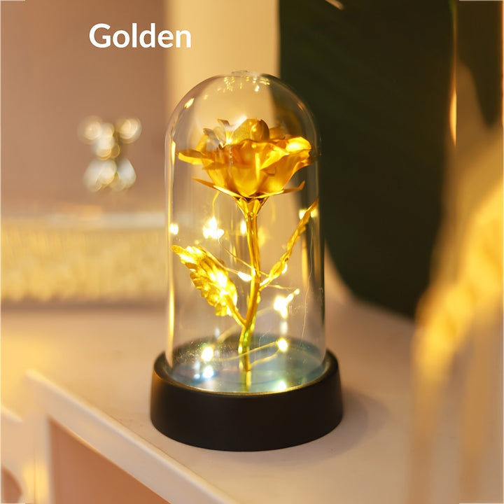 Romantic Red Rose LED Night Light - Battery-Powered, Modern Floral Decorative Lamp for Bedroom & Party Ambiance