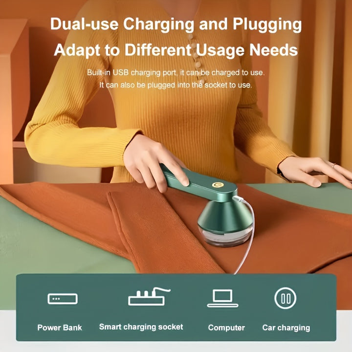 DELYOU Rasoir à tissu USB rechargeable - Tondeuse à peluches portable avec puissance améliorée, idéale pour l'élimination des bouloches sur les pulls et la laine, parfaite pour un usage domestique