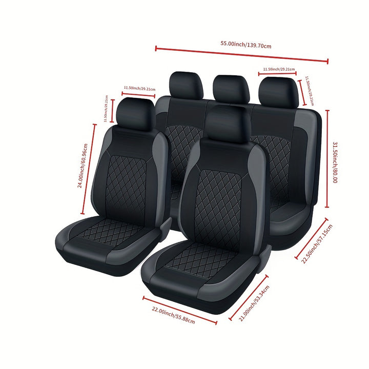 [Full Set Scratch Proof Seat Covers] Universal Faux Leather Car Seat Covers Full Set Car Seat Covers Full Set Front Seats and Rear Bench, Universal Fit 5 Seat Covers for SUV, Automotive Truck, Scratch Proof
