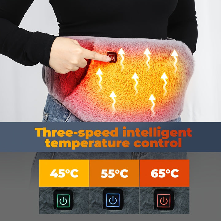 USB Heated Belt with Hand Warmer Pockets - Multifunctional Heated Belt for Waist Warming, Electric Hand Warmer Pouch, 3-Position Temperature Control