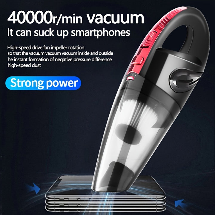 Car Vacuum Cleaner, Handheld Vacuum Cleaner With 4200PA Super Strong Suction, 1800mAh Large Capacity, Low Noise, With Five Matching Accessories For Car Interior Care, Home And Pet Cleaning, Car Accessories For Women Pink Girl