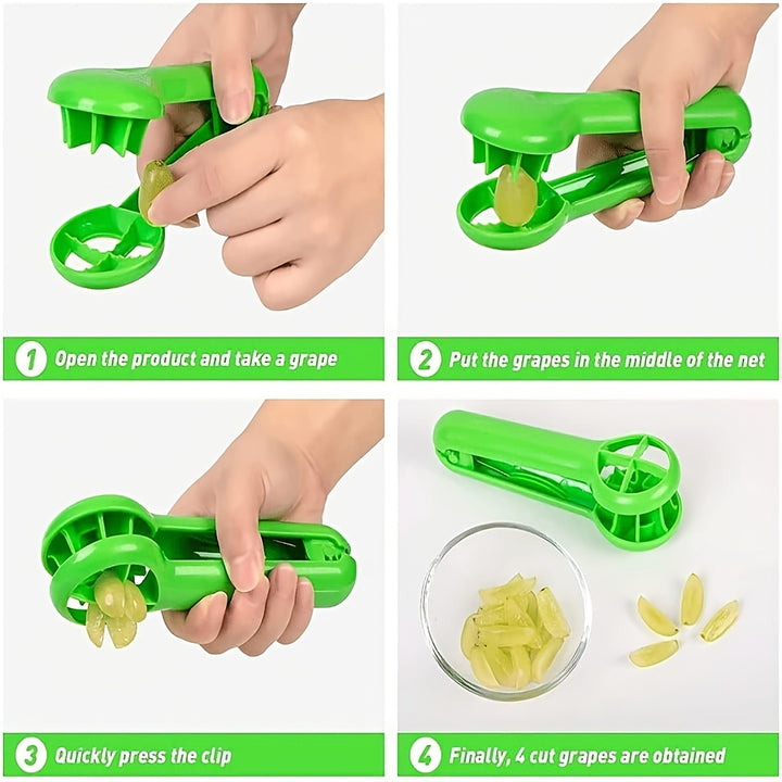 1pc, Grape Cutter, Tomato Cherry Strawberry Cutter, Green Multifunctional Vegetable And Fruit Cutter, No Blade, Creative Kids Supplies, Kitchen Gadget Kitchen Accessories