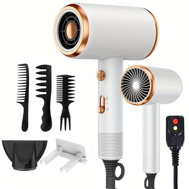 [Ionic Hair Dryer] 1800W Ionic Hair Dryer with Diffuser | 2 Speeds, 3 Heating and Cooling Buttons | For Straight and Curly Hair | Home, Travel, and Salon Use