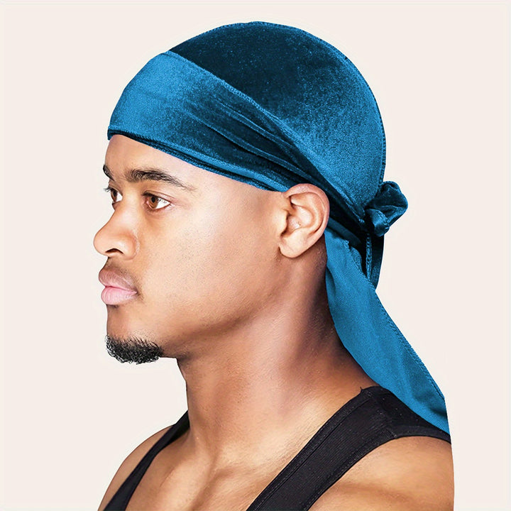 Durags de Terciopelo para Hombres y Mujeres - Gorro de Ducha Suave y Cómodo con Cola Larga y Correas Anchas - Perfecto para Proteger el Cabello y Estilizar - Accesorios de Baño