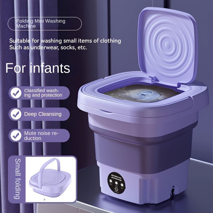 Portable Foldable 8L Mini Washing Machine - 3 Modes, Deep Cleaning, Soft Spin Dry for Business Trip, Home, RV, Washing Delicates