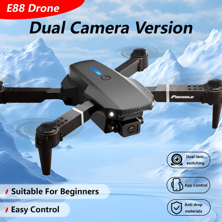 [Halloween] E88 Dual Camera Drone - Suitable for Beginners, Four-Axis Aircraft, Indoor and Outdoor Drones, Youngsters's Toy Drones, Perfect Gifts for Christmas, Halloween and Thanksgiving, Affordable Portable Aerial Photograp