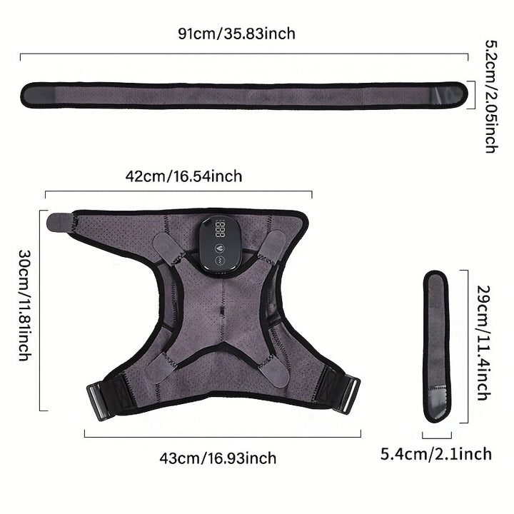 Portable Heated Shoulder Massager with LED Display - USB Rechargeable, 5000mAh Polymer Battery, Adjustable Strap for Left or Right Shoulder, Customizable Temperature Settings, Rechargeable Massager