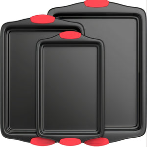 3 Pcs Carbon Steel Non-stick Kitchen Oven Baking Pan, Luxurious and Fashionable Non-stick Inside and Outside