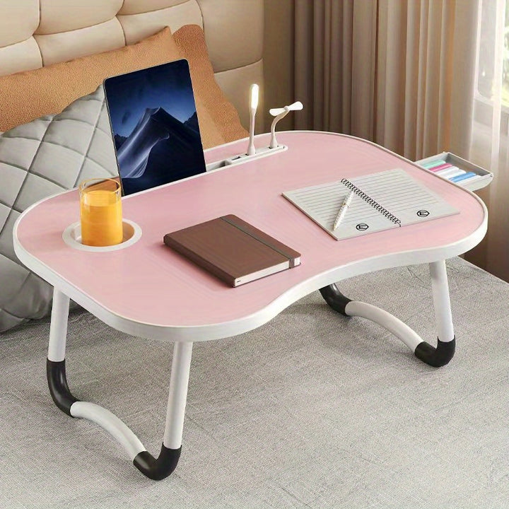 Portable Laptop Bed Table With Cup Holder, Multifunctional Tray Holder With Tablet Card Slot