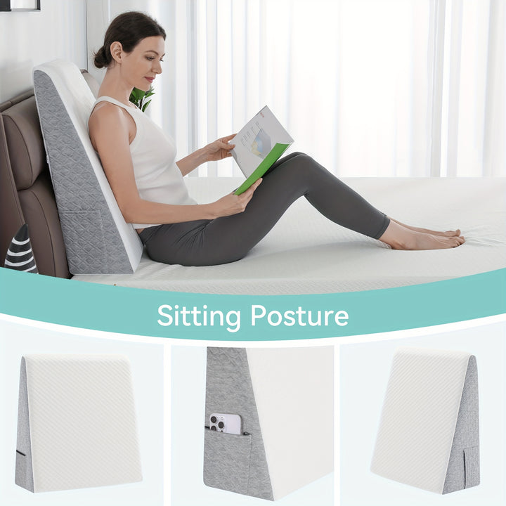 8" 10" 12" Bed Wedge Pillow For Sleeping Triangle Incline Wedge With Memory Foam Top, Elevated Leg Pillow After Surgery