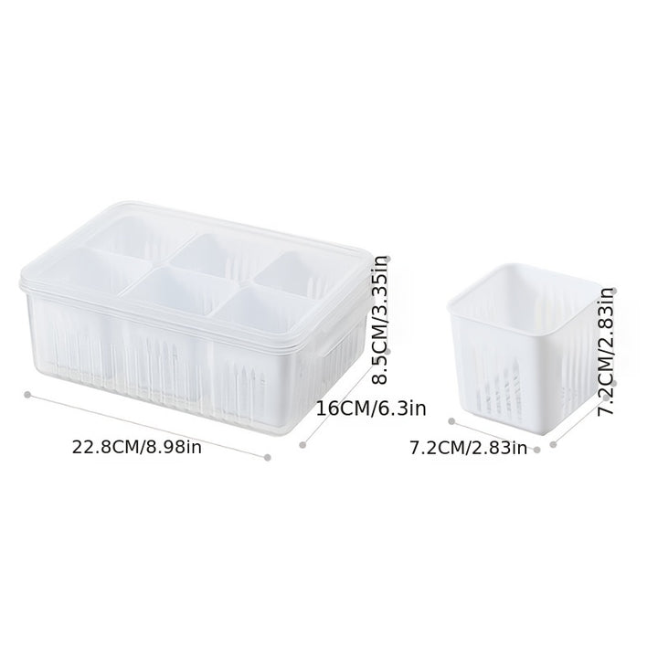 1pc Kitchen scallion storage box 6in 1 scallion ginger garlic fresh-keeping box refrigerator fruit food fresh-keeping drain box