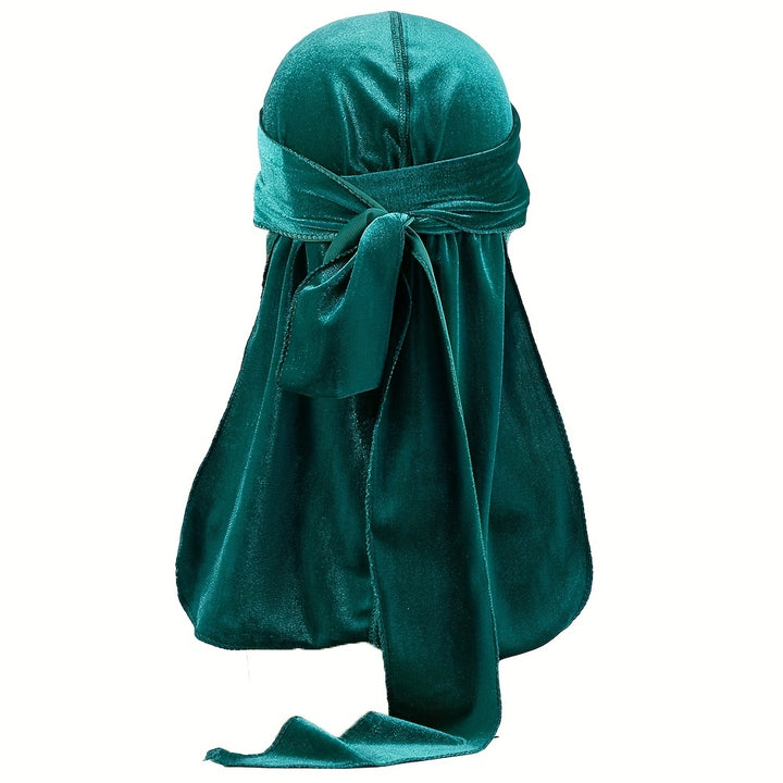 Durags en velours pour hommes - Longue queue, brillant, bonnet pour cheveux stylés