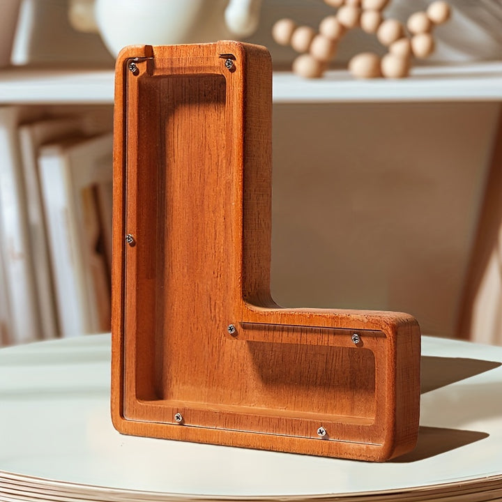 Wooden Lettered Piggy Bank, Personalized Lettered Bank, Wooden Bank 26 English Alphabet Bank, Home Decoration Children's Gifts Halloween、Christmas Gift、Thanksgiving Day easter gift