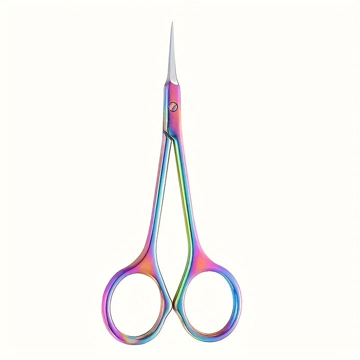 [1pc Fine Pointed Cuticle Scissors] 1pc Ambidextrous Stainless Steel Cuticle Scissors - Fine Pointed Tip, Extended Handle, Multi-Purpose Beauty Tool for Nail Art, Eyebrow & Eyelash Trimming, Unscented Dead Skin Remover