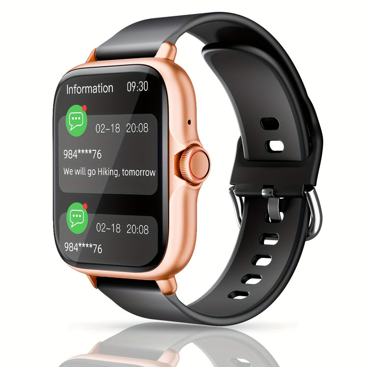 Montre de sport intelligente, écran tactile complet de 1,83'' avec messages, réponse et appel, surveillance du sommeil, podomètre sportif, alertes d'information, pour iPhone et téléphones Android, montre de fitness pour femmes, hommes et amis.