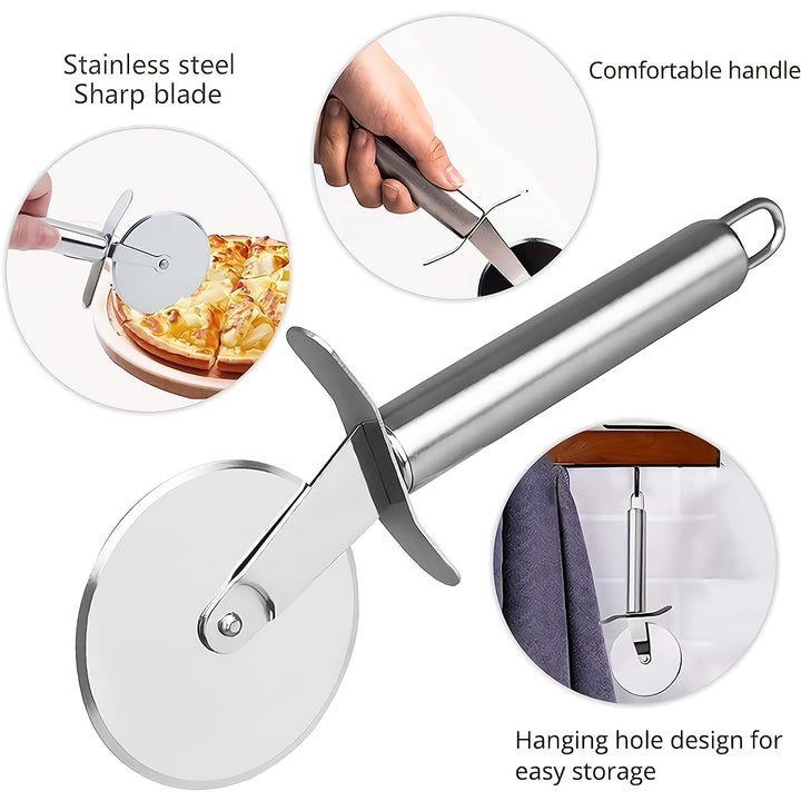 Effortlessly Roll Out Perfect Pizza with this Stainless Steel Pizza Wheel Knife Kitchen Accessories