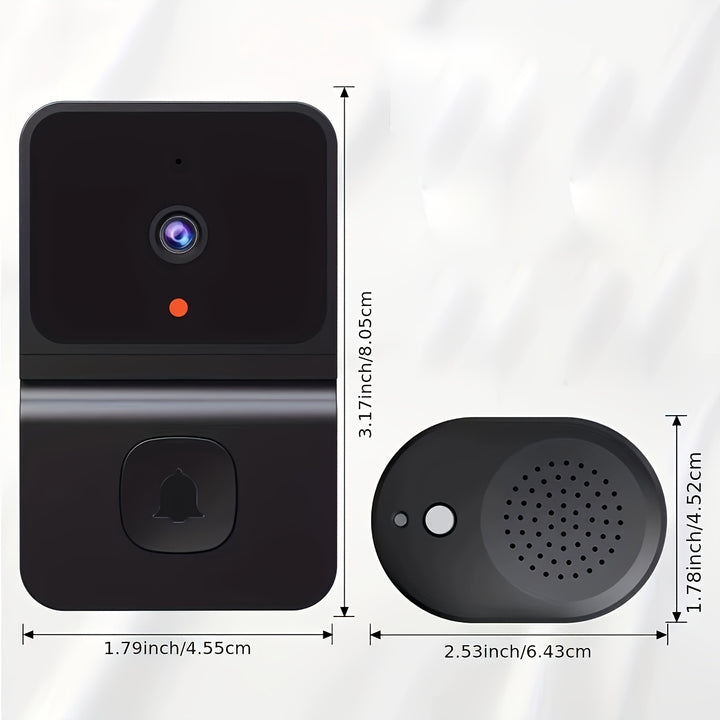 Wireless Smart WiFi Doorbell with 1pc Built-in Battery - 2-Way Audio, Night Vision, Low Power Consumption Security Camera - USB Rechargeable, Sleek Black Design, Advanced Audio Technology, Supports 2.4G WiFi for Easy Home Sur