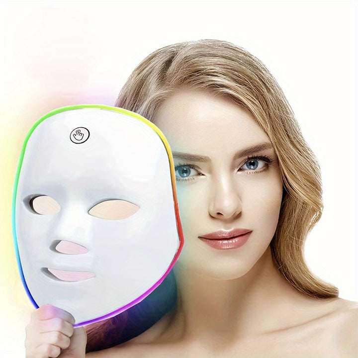 Rechargeable Facial Mask for Skin Care, 7 Features Color, Unscented, USB Charging, 400mAh Lithium Battery, Advanced Skin Restoration Device, Radiant Glow, Ideal Beauty Gift for Women
