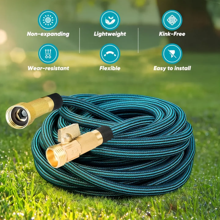 [100ft Heavy-Duty Garden Hose] Heavy-Duty 100ft Garden Hose, Non Expandable | 3/4" Solid Brass Fittings, Leakproof Design, Durable Rubber Material, US Standard Threads | Perfect For Gardening, Cleaning, Forestry 25FT/50FT/75F
