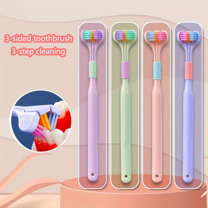 1pc Triple-Sided Soft Bristle Toothbrush for Gentle, Deep Cleaning - Travel-Friendly, Adult Oral Care