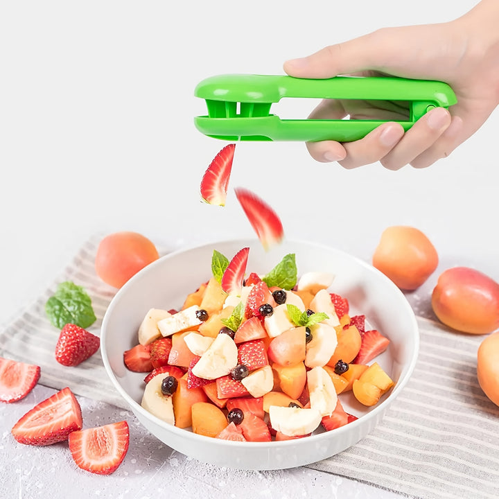 PANCERKA Portable Fruit Cutter - No Blade, Easy Grip Handle, Ergonomic Design for Safe Slicing, Dishwasher Safe, Ideal for Grapes, Cherries, Tomatoes, Strawberries, and Small Fruits, Fruit Slicing Tool | Ergonomic Handle | Du