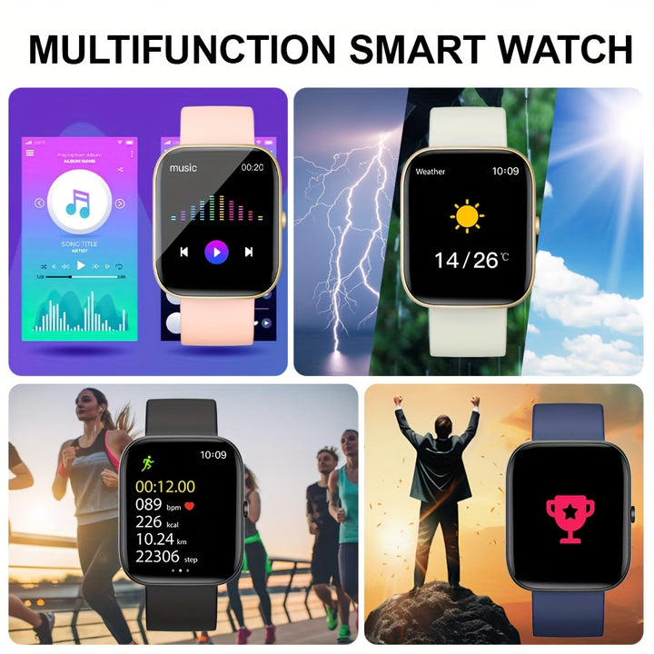 EYMU- 1.91-Inch Large Screen Smartwatch for Women, Dial Calls, Information Reminders, Health Tracking, Sleep Monitoring, Remote Control Camera And Play Music, Weather Information, Multi-Sport Mode, Extremely Cost-Effective, W