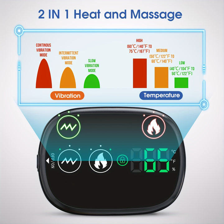 Portable Heated Shoulder Massager with LED Display - USB Rechargeable, 5000mAh Polymer Battery, Adjustable Strap for Left or Right Shoulder, Customizable Temperature Settings, Rechargeable Massager