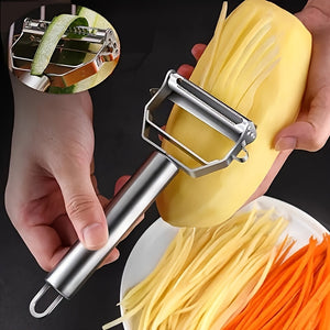 Stainless Steel Multi-Function Peeler - 1pc Universal Kitchen Vegetable Slicer & Julienne Cutter - Manual Food Processor, Durable Potato Peeler, Fruit & Veg Shredder for Thanksgiving & Christmas Essential Cooking Tool