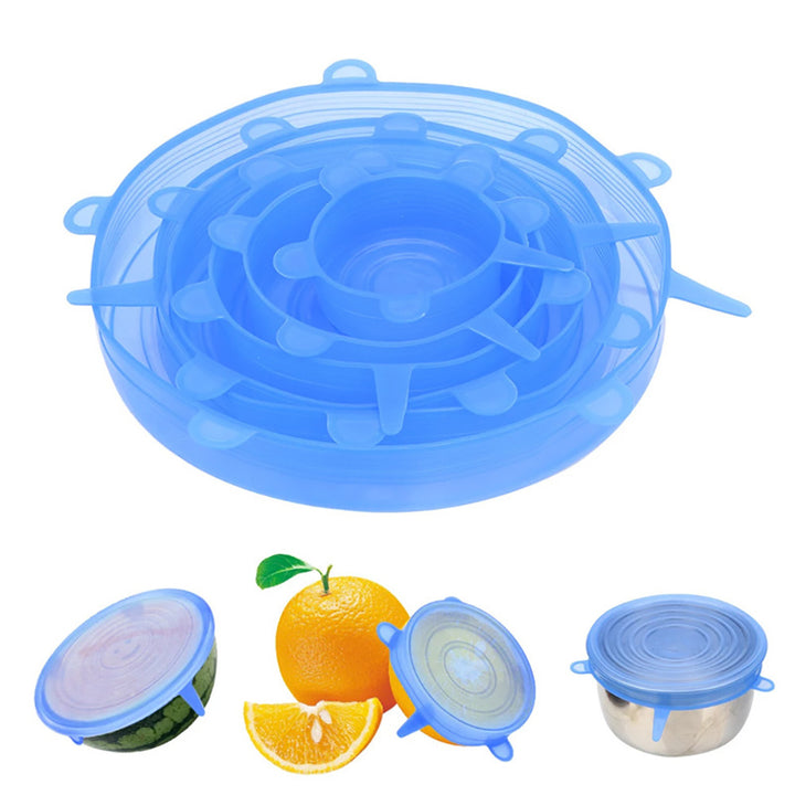6/12pcs Reusable Silicone Stretch Lids - Multifunctional, Fresh-Keeping Covers for Food Bowls, Fruits & Veggies