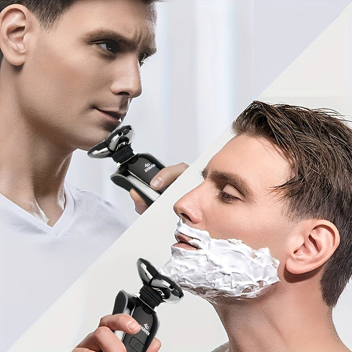 Rechargeable Full Body Washable Electric Shaver, For Men, With Nose And Sideburn Trimmers Plus Facial Cleansing Brush And Barber Heads - For A Smooth, Clean Shave. Rechargeable Full Body Washable Shaver, 3-Blade Head Shaver,