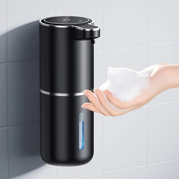 380mL Automatic Soap Dispenser with Touchless Sensor - Wall-Mounted, USB Rechargeable, Black Plastic Soap Dispenser for Bathroom, Kitchen, and Bathroom, Bathroom Soap Dispenser|Modern Soap Dispenser|Durable Plastic