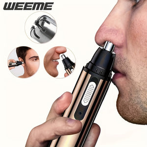 [400mAh Rechargeable Nose Trimmer] WEEME Electric Nose Hair Trimmer, Metal Nose Hair Shaver with Rechargeable Lithium Battery, USB Charging, 400mAh Capacity