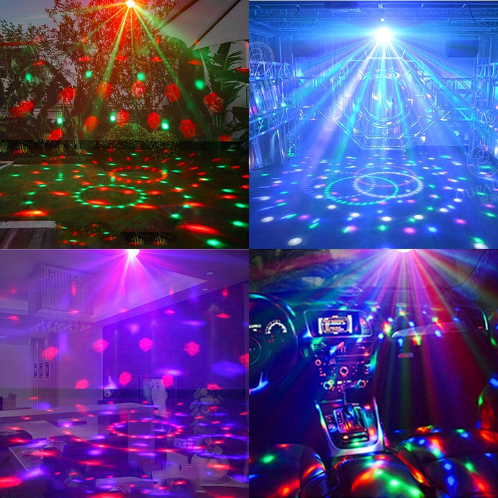 1pc Voice-Controlled RGB Disco Ball Light with Remote - 7 Modes, USB Powered, Color-Changing LED for Home, Parties, Karaoke, Weddings | Sleek Black Design with Adjustable Stand