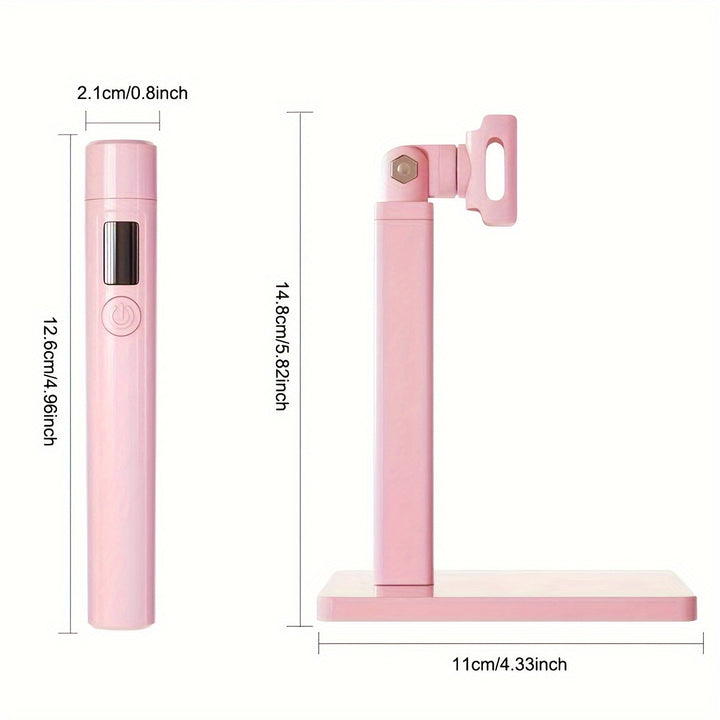 Pink LED Nail Lamp with 360° Rotation and Extra Nail Stamp - USB Powered, 45s/60s Timer Set, and Condenser Lens for Perfect Manicures