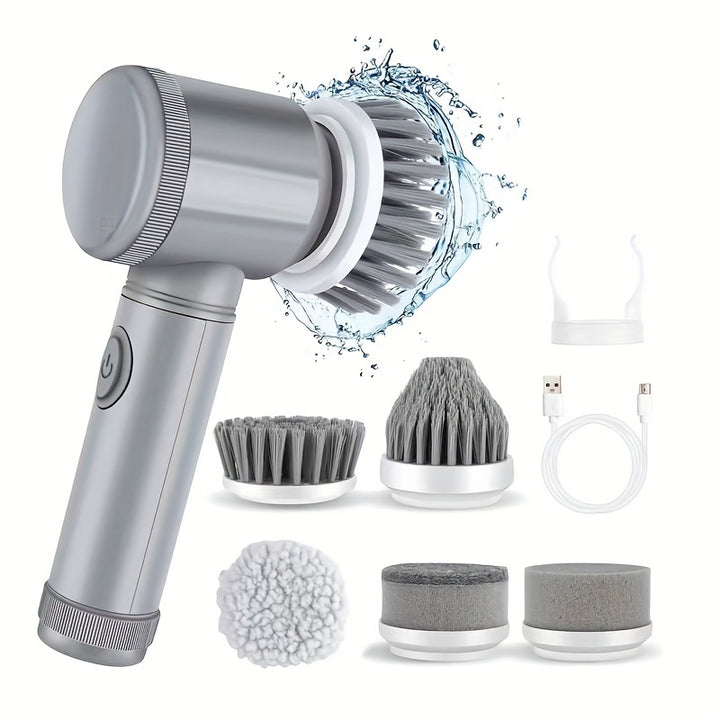 Powerful Cordless Electric Spin Scrubber - 5 Replaceable Brush Heads for Bathtub, Floor, Wall, Tile, Toilet, Window, Sink!