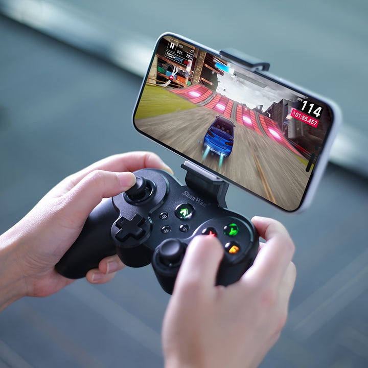 ShanWan Controller per Gioco Mobile per iPhone e Android con Supporto per Telefono e Retroilluminazione LED - Giochi Arcade PS Remote Play - Lunga Durata della Batteria