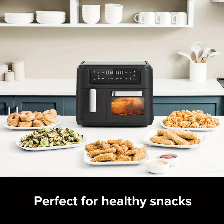 Friteuse à air intelligente à écran tactile double panier de grande capacité XL 3,5QT - Grills électriques avec fonction 2-en-1 de friteuse à air et four 8QT, friture saine, grillade, déshydratation, et plus, design pratique, rapide et gain de place.