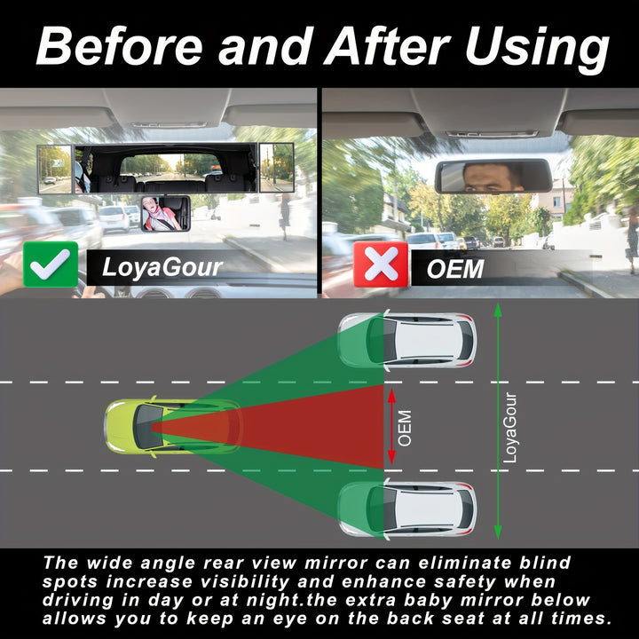 Quadruple Folding Foldable Car Mirror, Multifunctional Adjustable Swivelling Widen The Field Of View Mirror