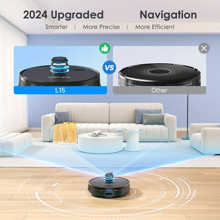 Lubluelu L15 3-in-1 Robot Vacuum & Mop Combo - 5000Pa Suction, Auto-Charging, 5 Floor Maps, 30 No-Go Zones, WiFi/App Control, Ideal for Pet Hair & Hard Floors